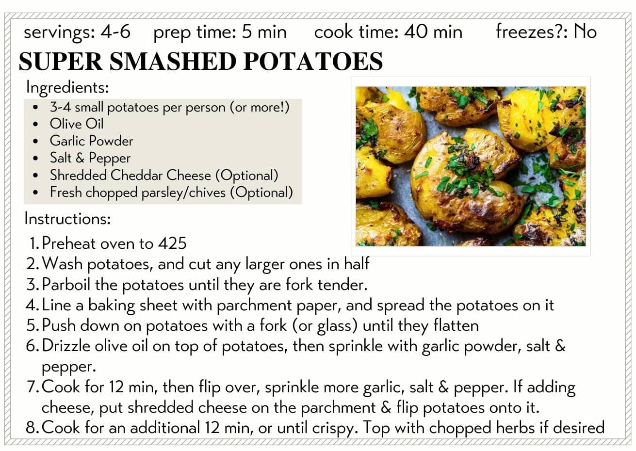 Smashed Potatoes Recipe for Forsythe Family Farms