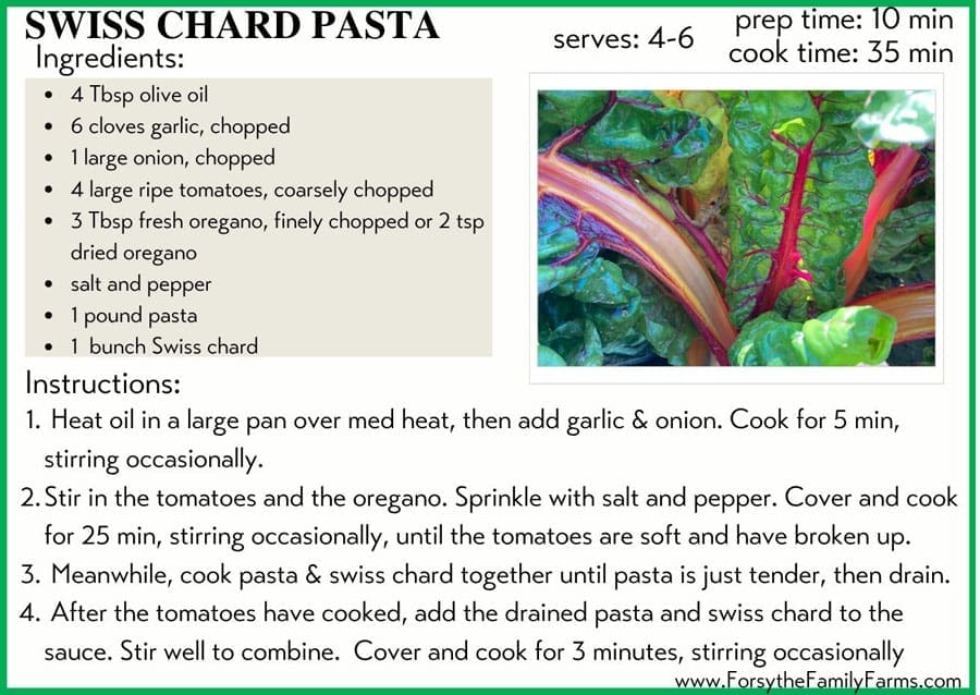 Swiss Chard Recipe for Forsythe Family Farms